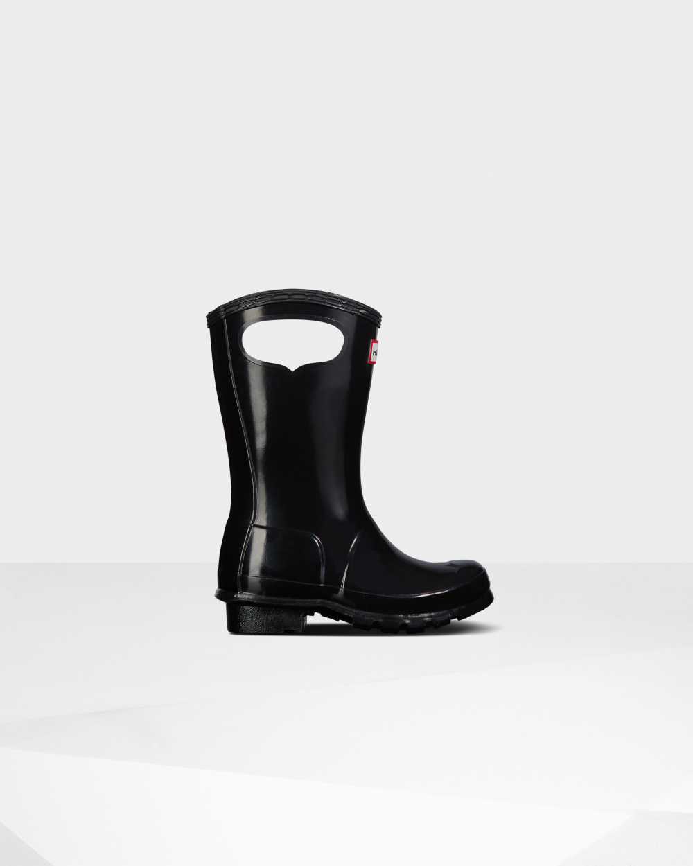 Kids Hunter Original Big Grab Handle Gloss Rain Boots Black | CWHYXU-795